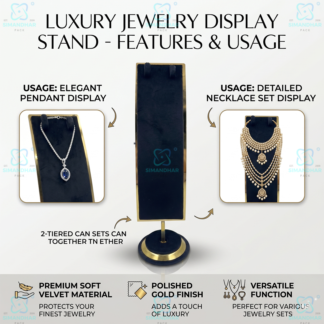 Luxury Velvet Jewellery Bust Stand for Necklace and Pendant Collection