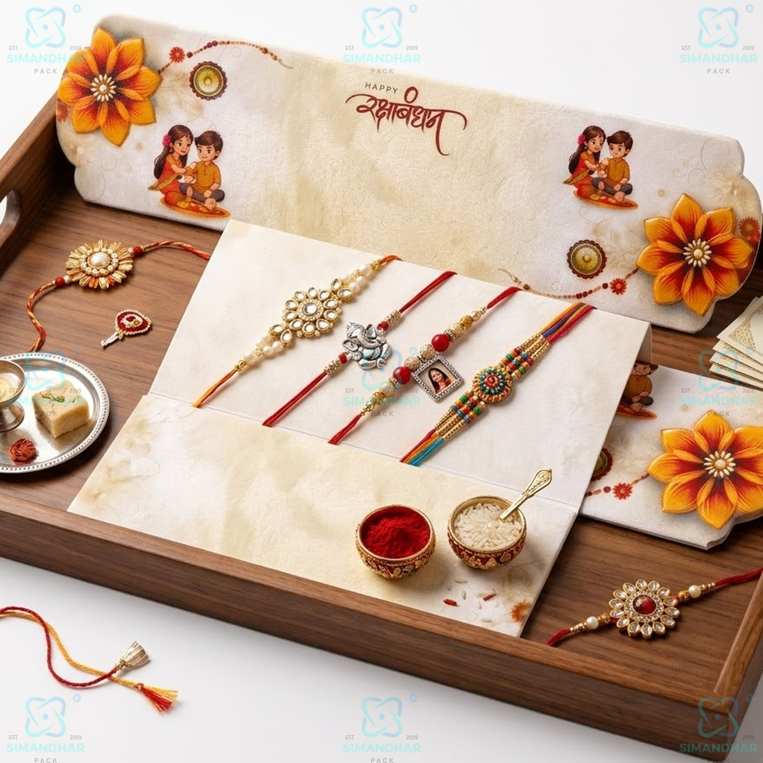 Luxury Printed Rakhi Card for Raksha Bandhan Packaging