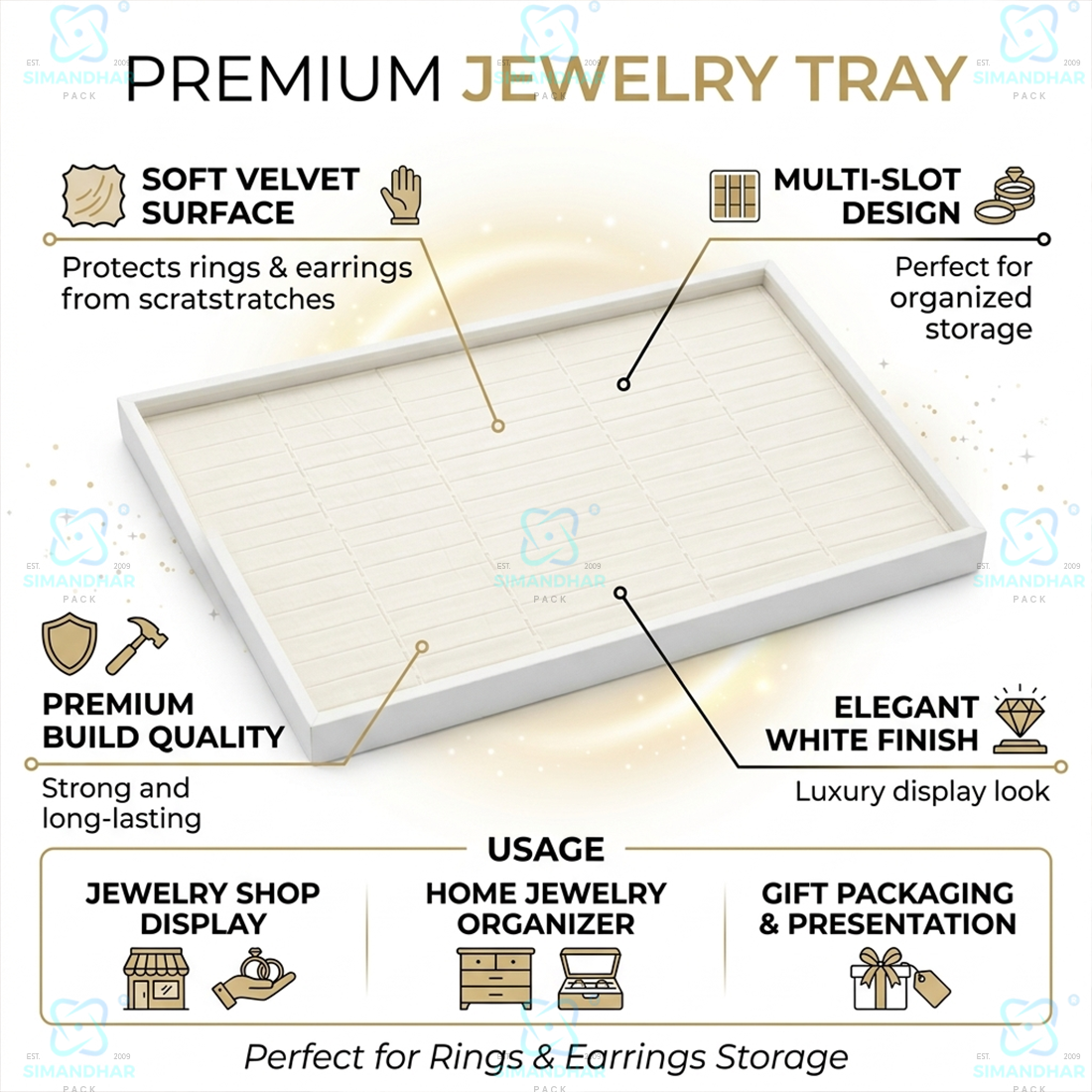Premium Bracelet & Kada Display Tray for Jewellery – Velvet Organizer