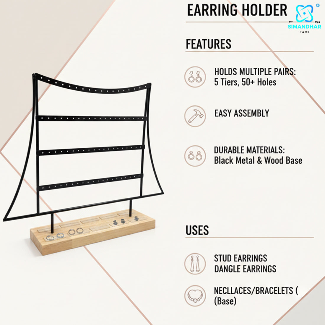 Compact Earrings Stand for Jewellery Display – Space Saving Organizer