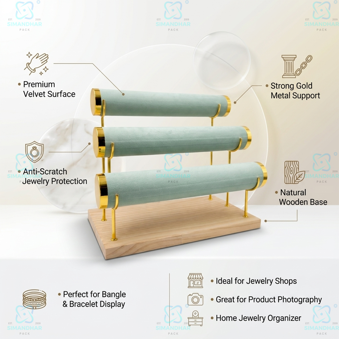 Premium Velvet Bangle Stand for Jewellery Display – Elegant Organizer