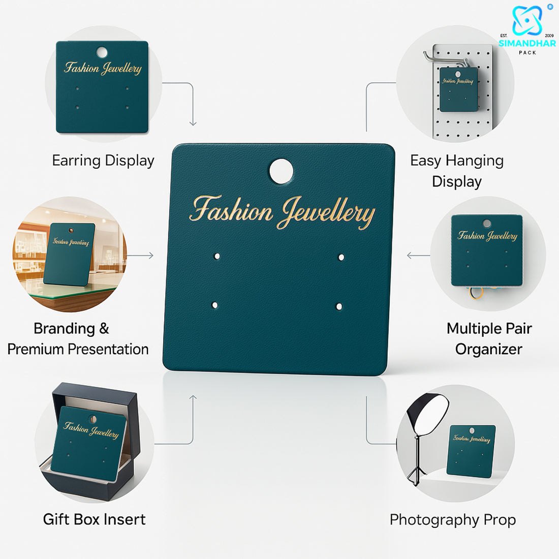 Green Stud Earrings Display Cards – Clean & Minimalist Jewelry Holder