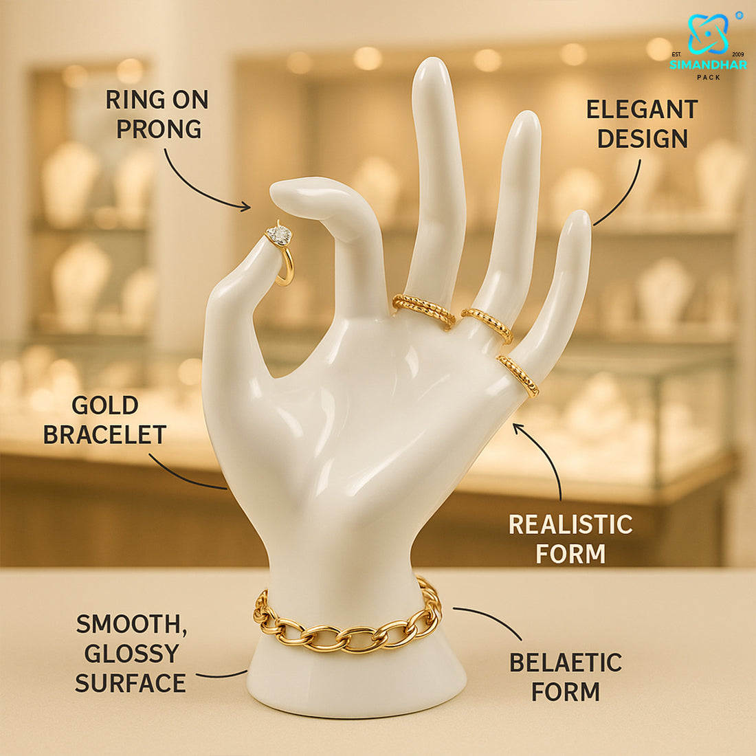 Mannequin OK Hand Finger Jewellery Glove Ring Bracelet Display Stand Holder Mannequin