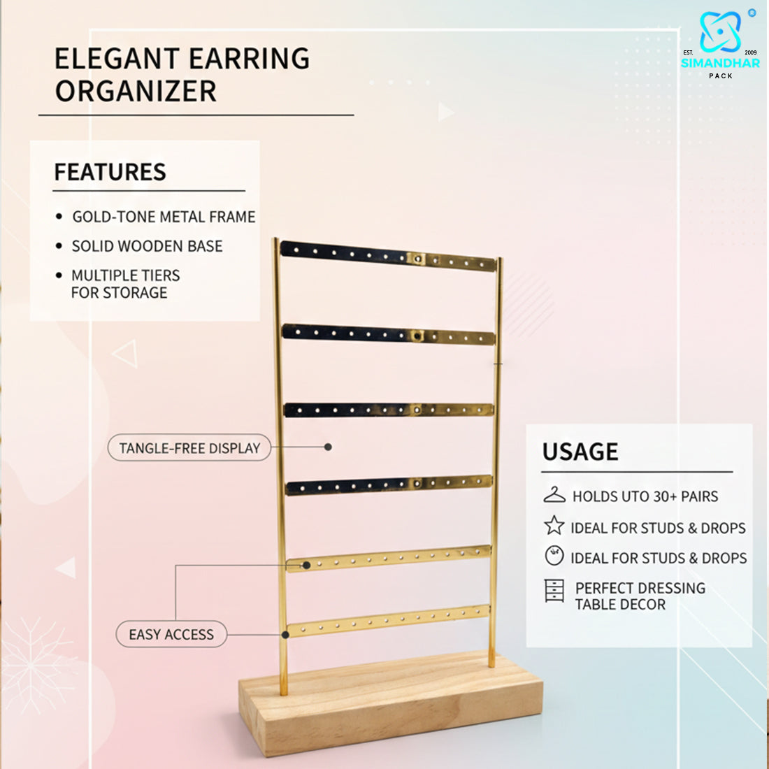 Professional Earrings Display Stand for Jewellery Showroom