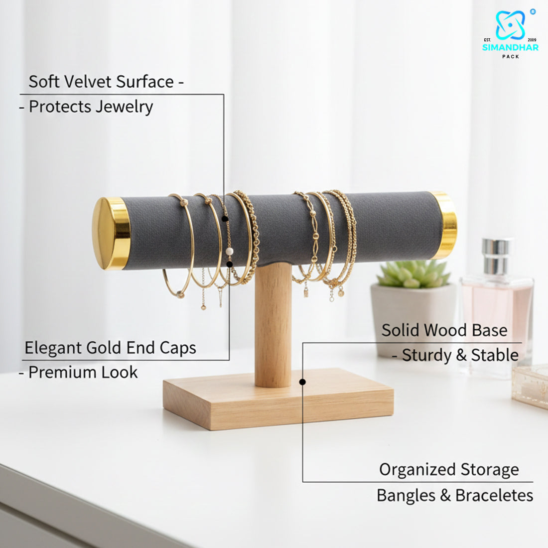 Soft Velvet Bangle Holder Stand for Bracelet Display