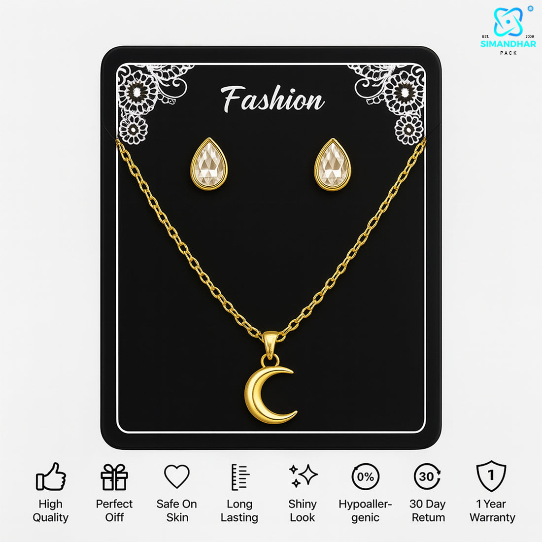 Fashion Jewellery Set Card in Black for Elegant Packaging