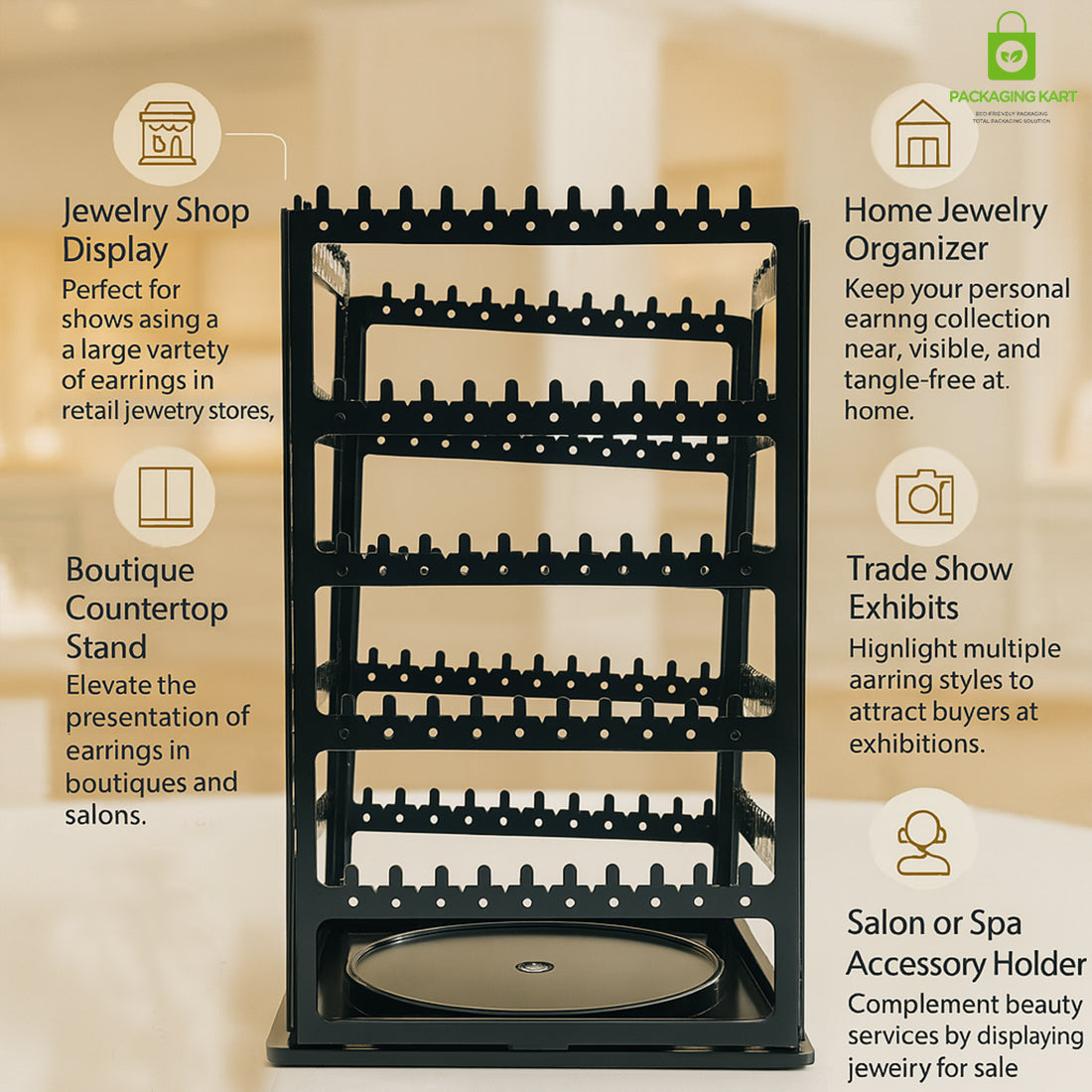 360 Degree Square Earring Stand Plastic Rotating Display (Copy)