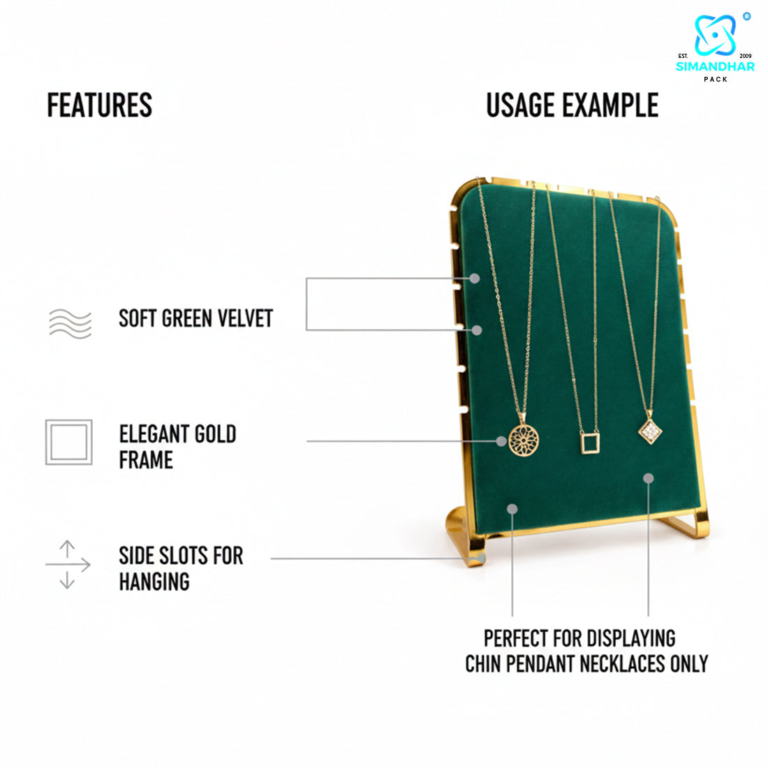 Designer Velvet Jewellery Chain Stand for Pendant Display