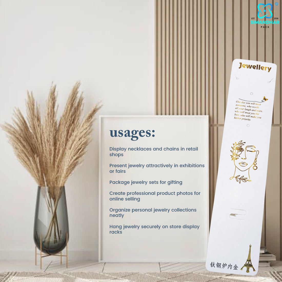 Stylish Multi-Colour Display Cards for Chains & Pendants