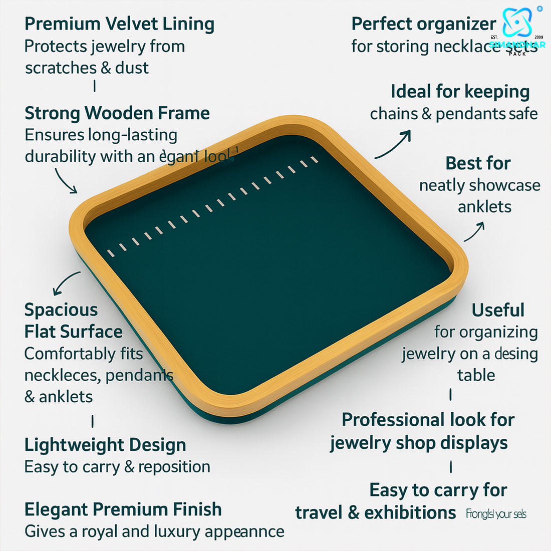 Luxury Green Necklace Display Tray for Jewellery Counters