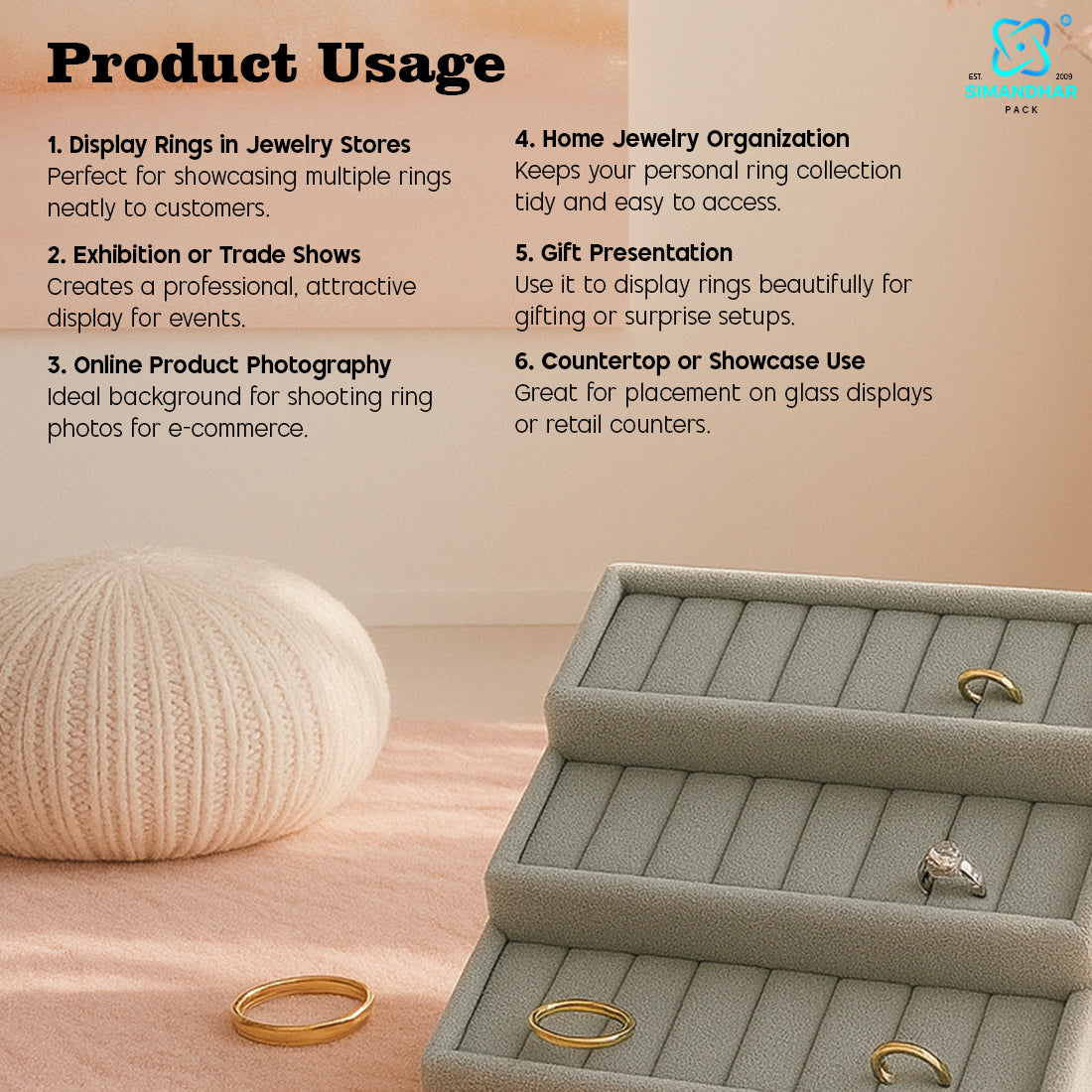 3 Layer Jewelry Tray for Bangles – Premium Velvet Multi-Level Storage