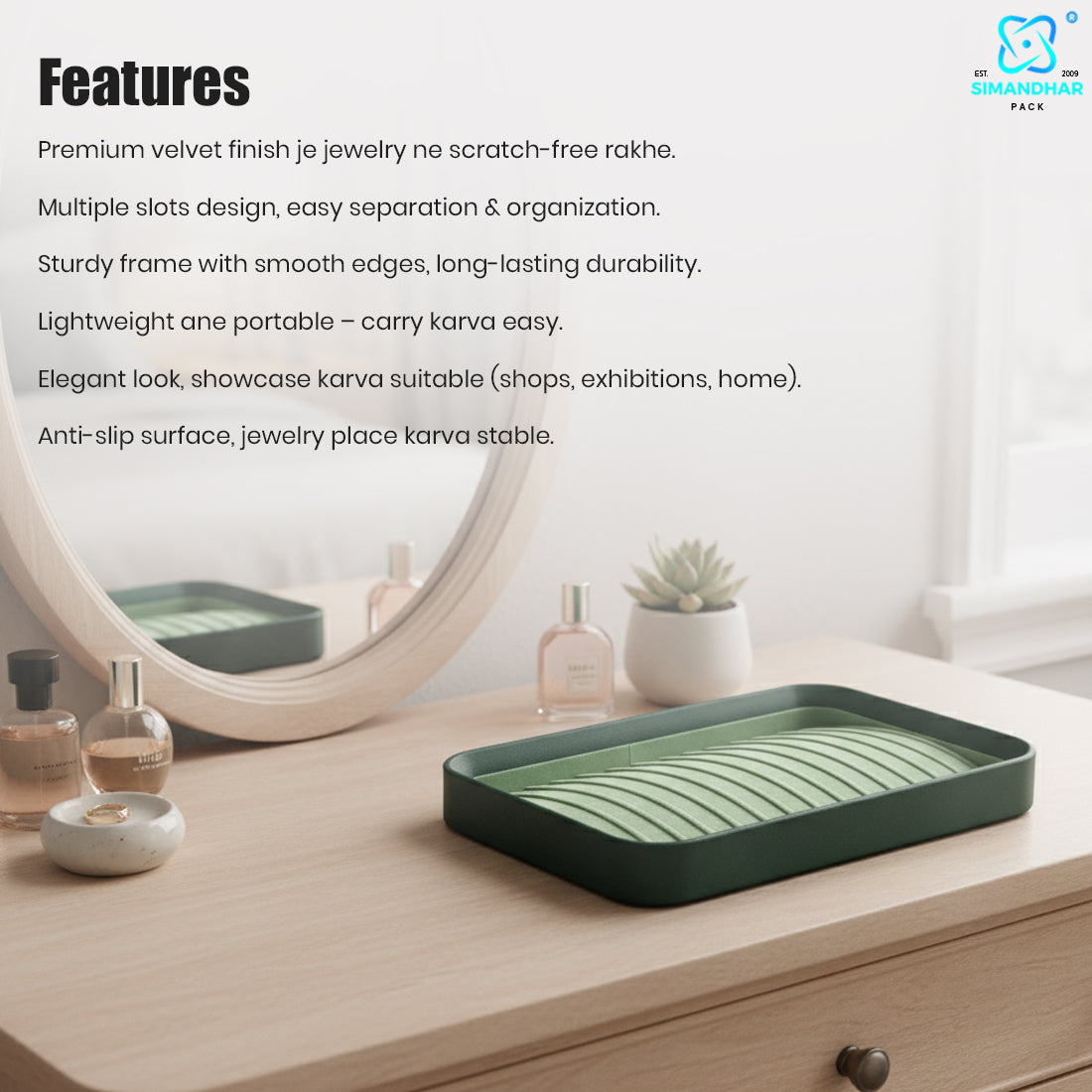Chain Pendant Jewellery Tray – Elegant Display Organizer with Soft Velvet Lining