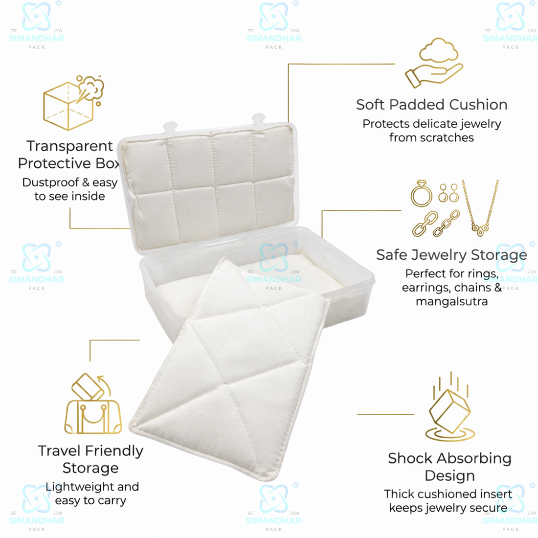 Compact Plastic Jewellery Organizer with Cushion Cotton Padding – Anti Tarnish Storage Box