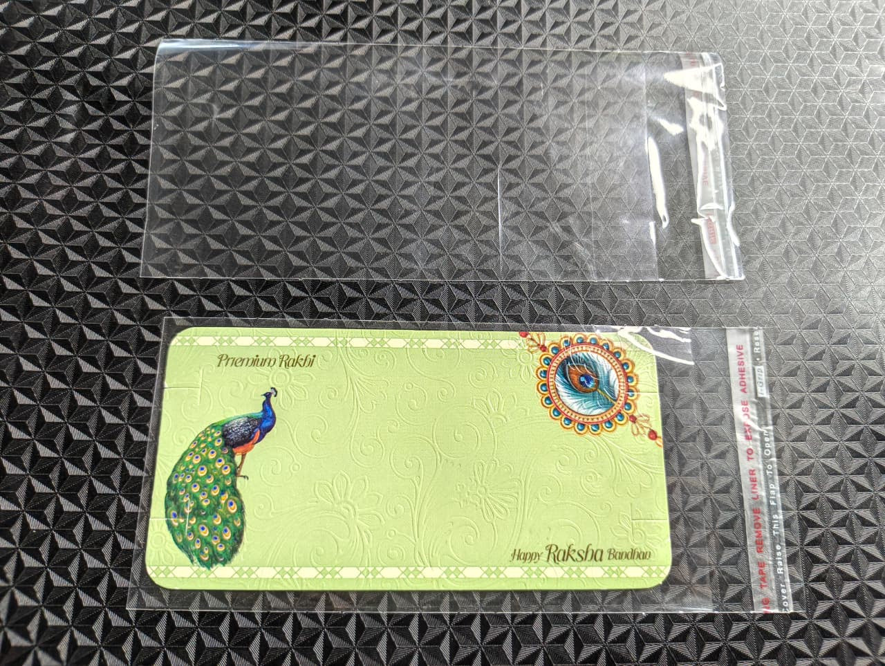 Premium Raksha Bandhan Couple Rakhi Card with Transparent Packing Bag