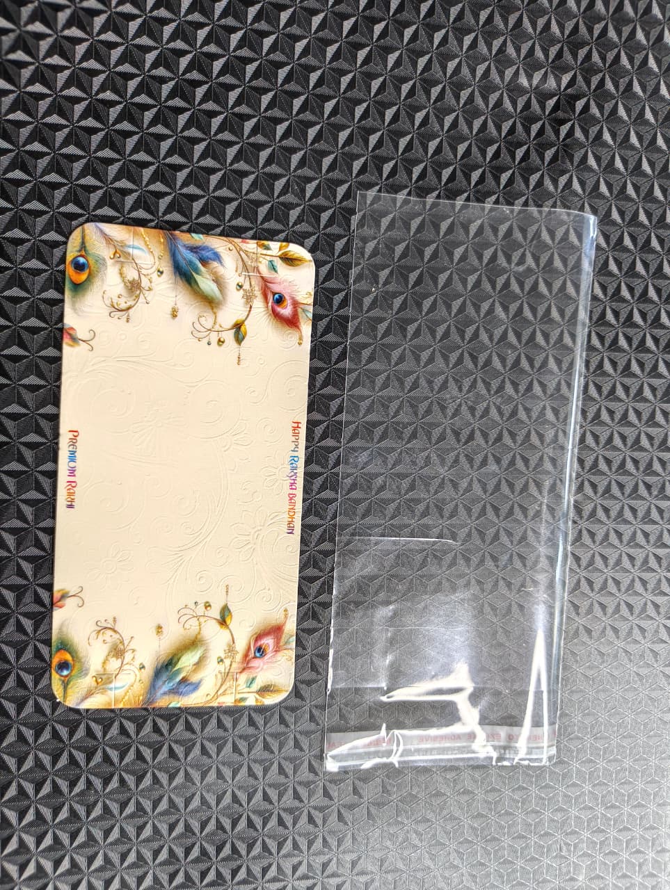 Designer Couple Rakhi Packaging Card with Clear Poly Bag for Festive Gifting