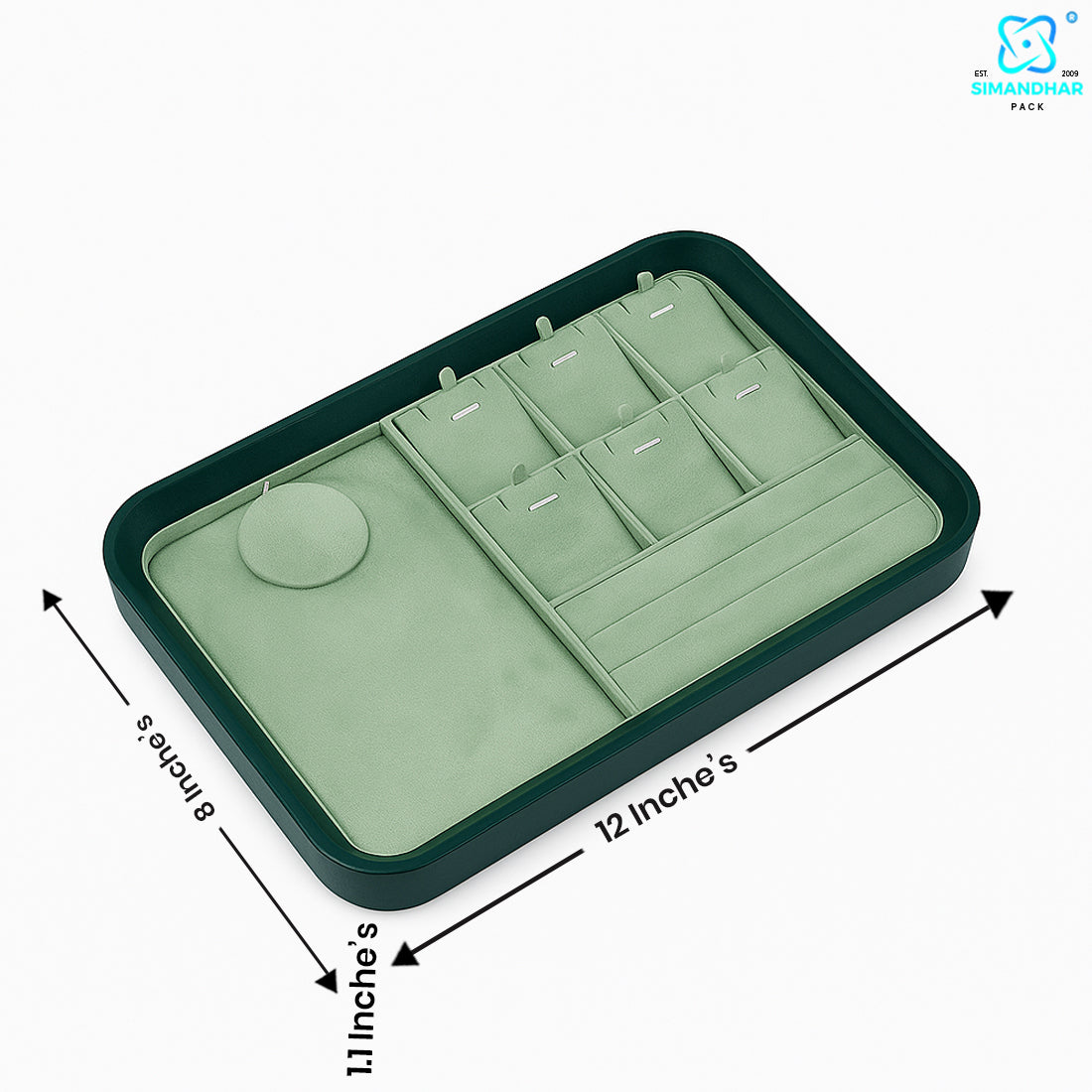 Green Necklace Display Tray | Pendant & Chain Jewellery Organizer