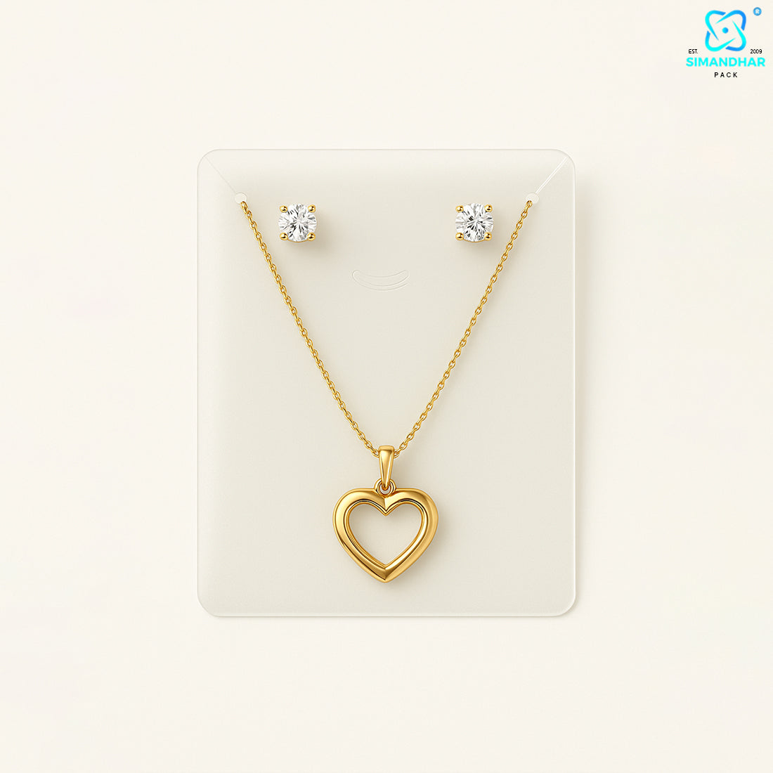 Elegant Cream Fashion Jewellery Set Card – Necklace & Earrings Holder