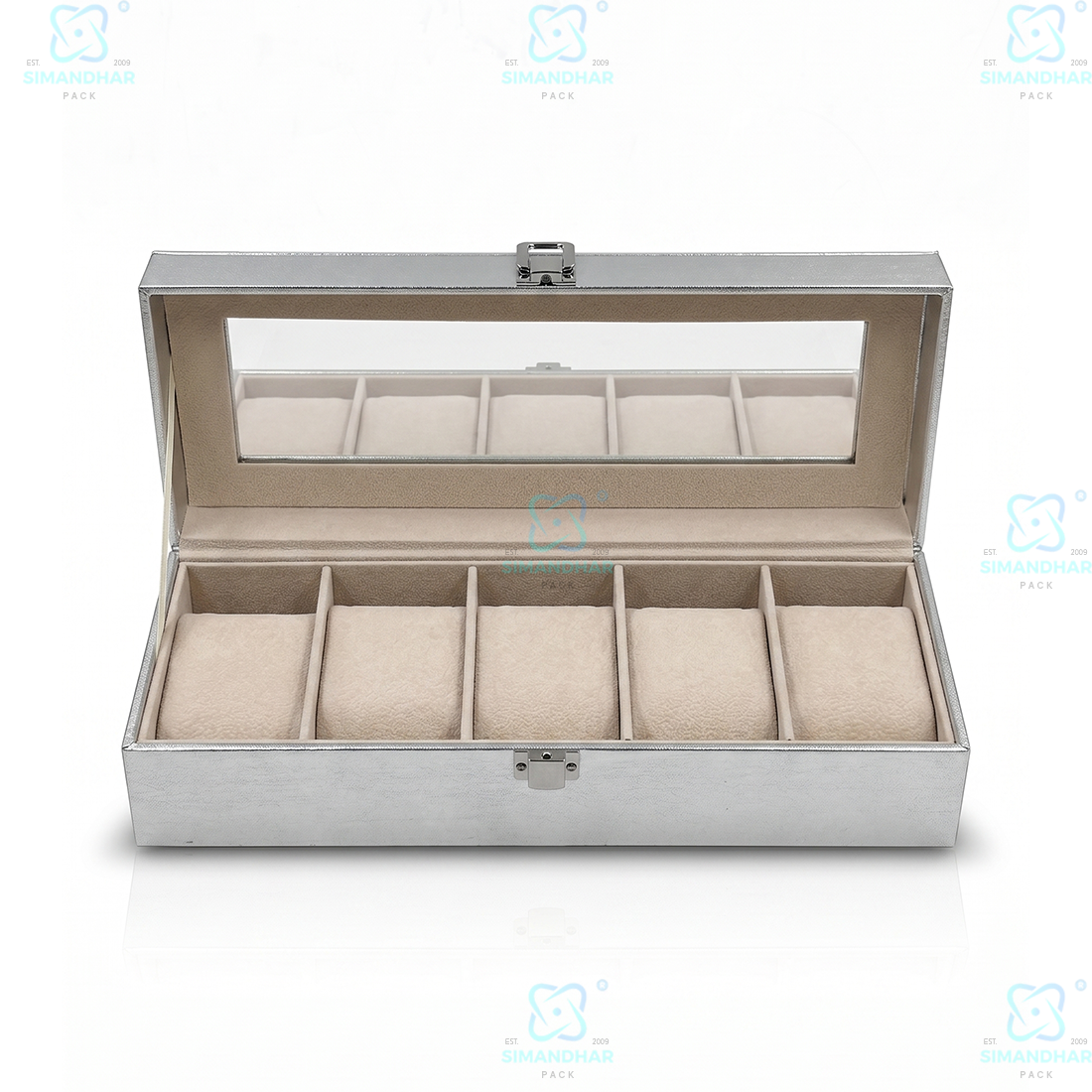Premium PU Leather 6 Slot Watch Case for Safe Watch Storage