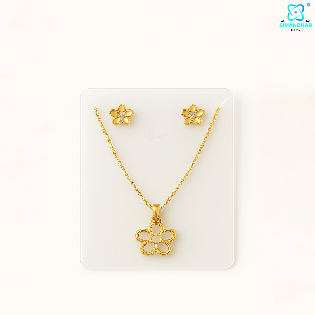 Elegant Cream Fashion Jewellery Set Card – Necklace & Earrings Holder
