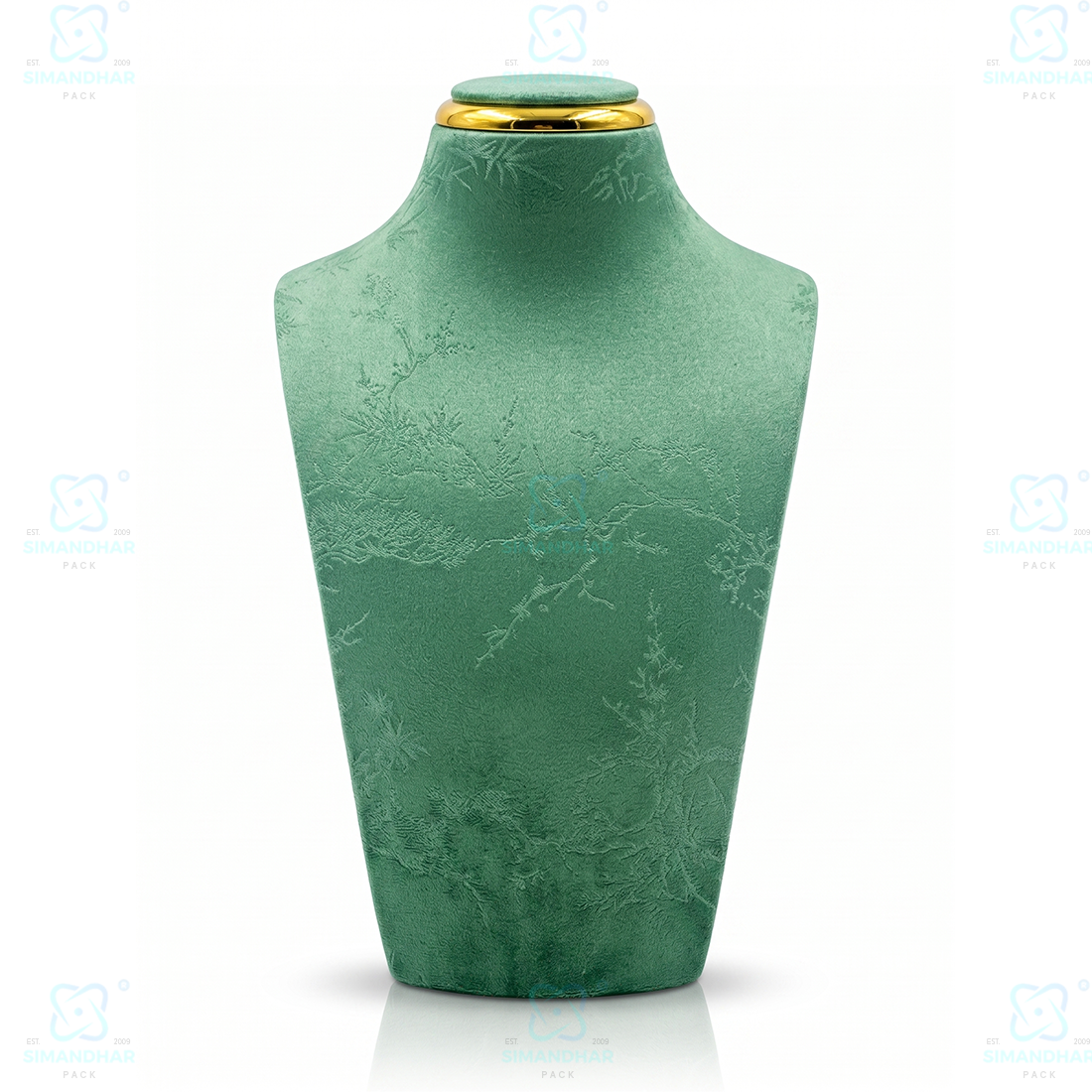 Luxury Leather Velvet Jewellery Bust Stand – Light Green Display Statue