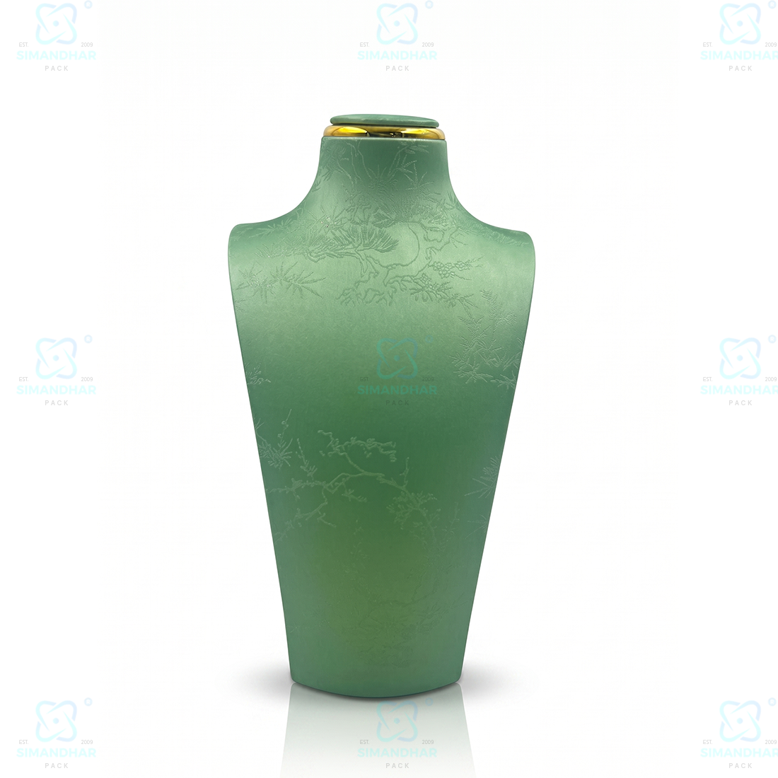 Luxury Leather Velvet Jewellery Bust Stand – Light Green Display Statue