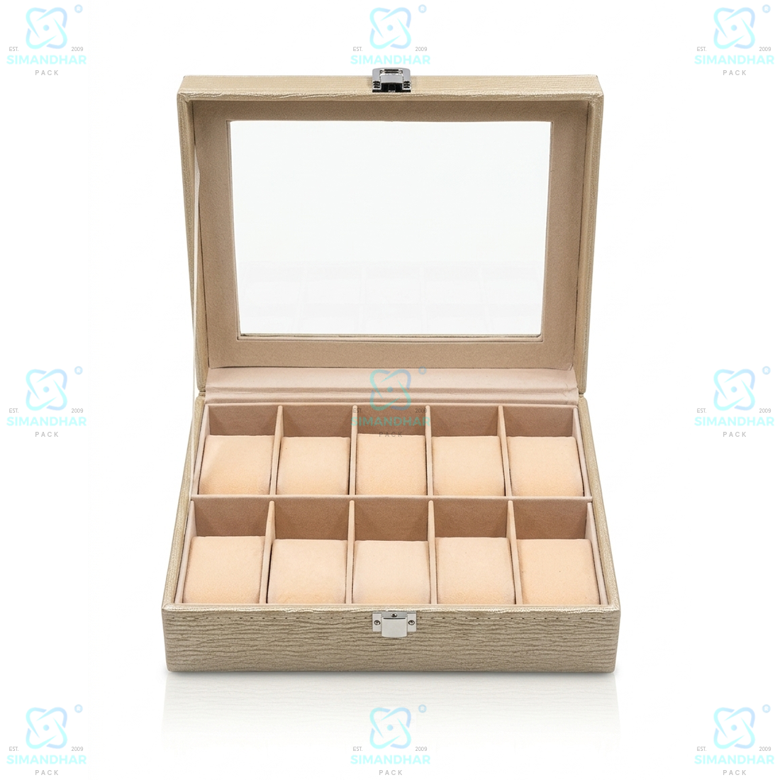Premium Velvet Watch Storage Box with 8 Compartments & Jewellery Organizer