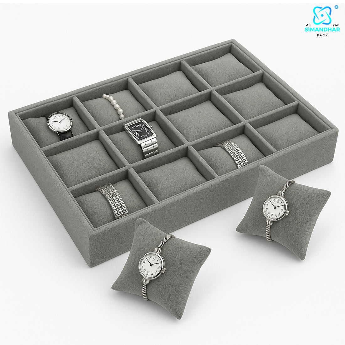 Premium Watch, Kada & Bracelet Cushion Tray for Jewellery Display
