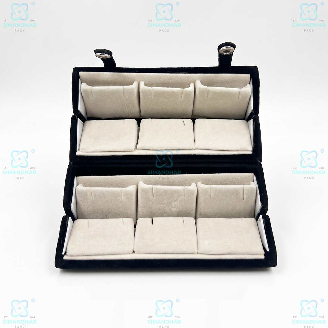 Black Velvet Earring Box with 12 Slots – Jewelry Storage Organizer Case