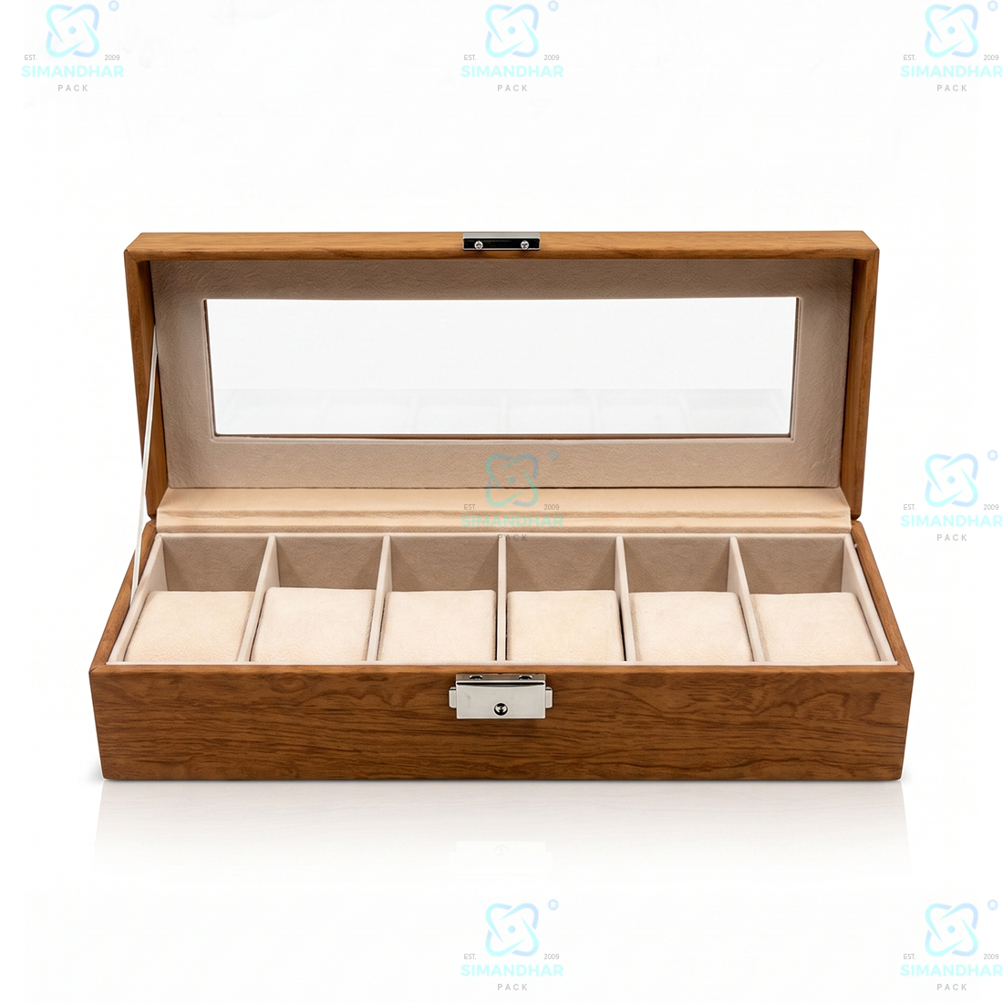 Luxury 6 Slot Velvet Leather Watch Box Organizer for Men & Women