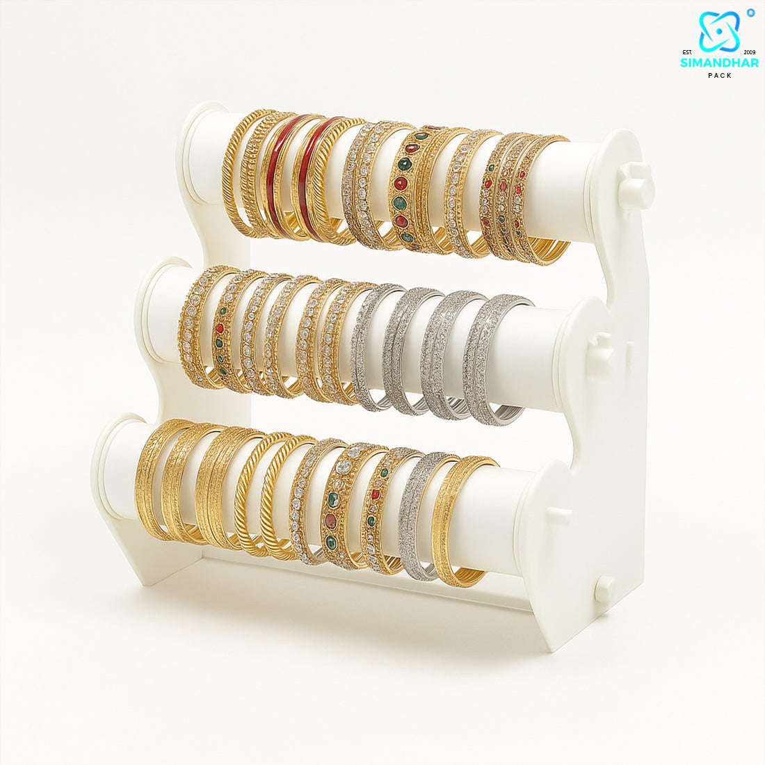 Black Plastic 3 Roll Jewelry Bangle Display Stand Holder For Jewelry Storage And Jewelry Shop