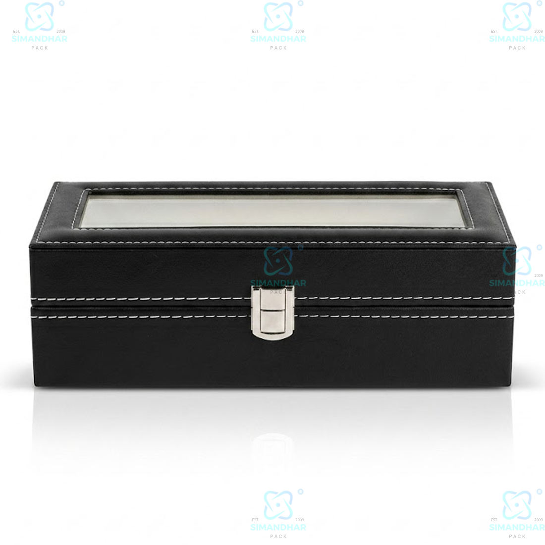 6 Grid Velvet Watch Box Organizer with Soft Cushion & Glass Lid