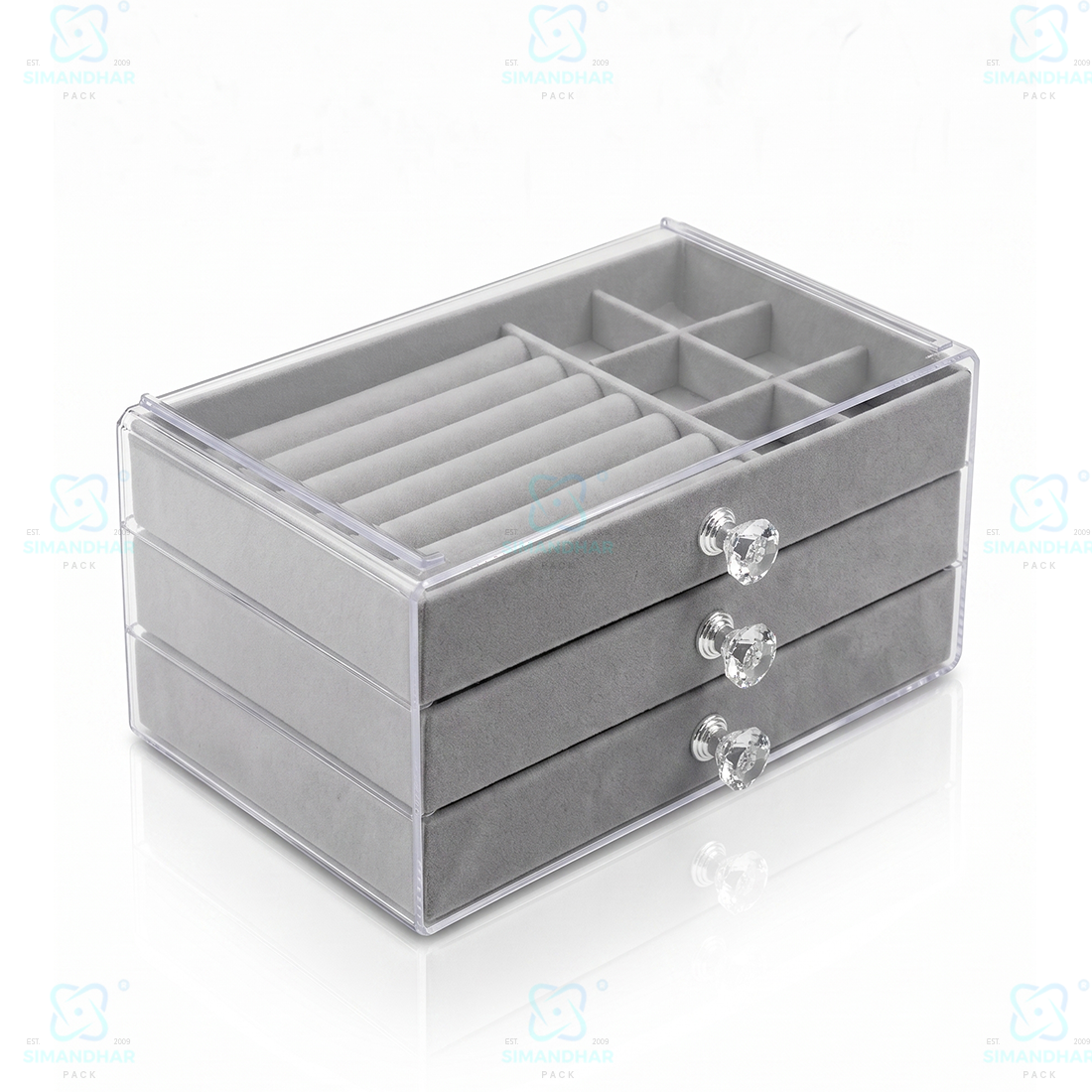 Premium 3 Tier Leather Jewellery Organizer Box with Drawer Storage for Rings, Earrings & Necklaces