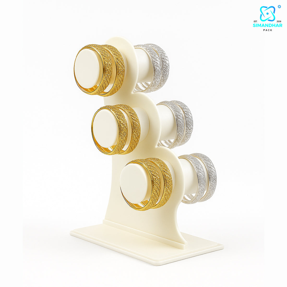 white Plastic 3 Roll Jewelry Bangle Display Stand Holder For Jewelry Storage And Jewelry Shop