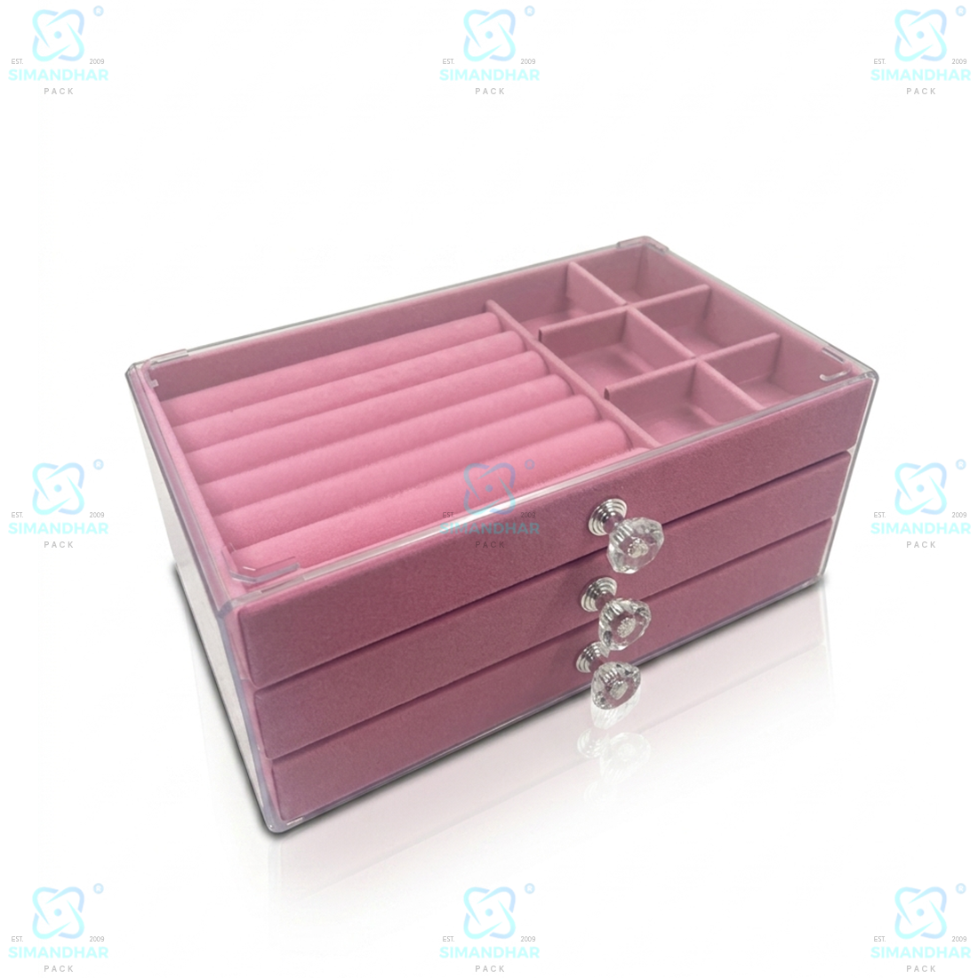 Premium 3 Tier Leather Jewellery Organizer Box with Drawer Storage for Rings, Earrings & Necklaces