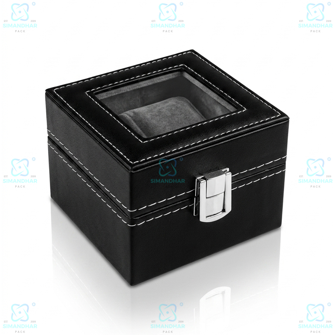 Designer 2 Slots Leather Watch Box for Gift & Collection – Velvet Interior Case