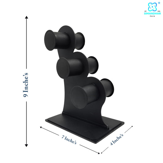 Black Plastic 3 Roll Jewelry Bangle Display Stand Holder For Jewelry Storage And Jewellery Shop