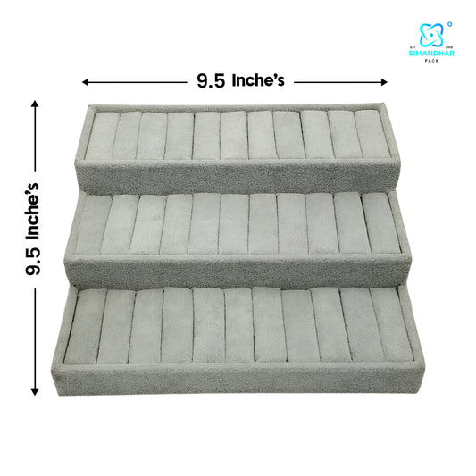 3 Layer Jewelry Tray for Bangles – Premium Velvet Multi-Level Storage