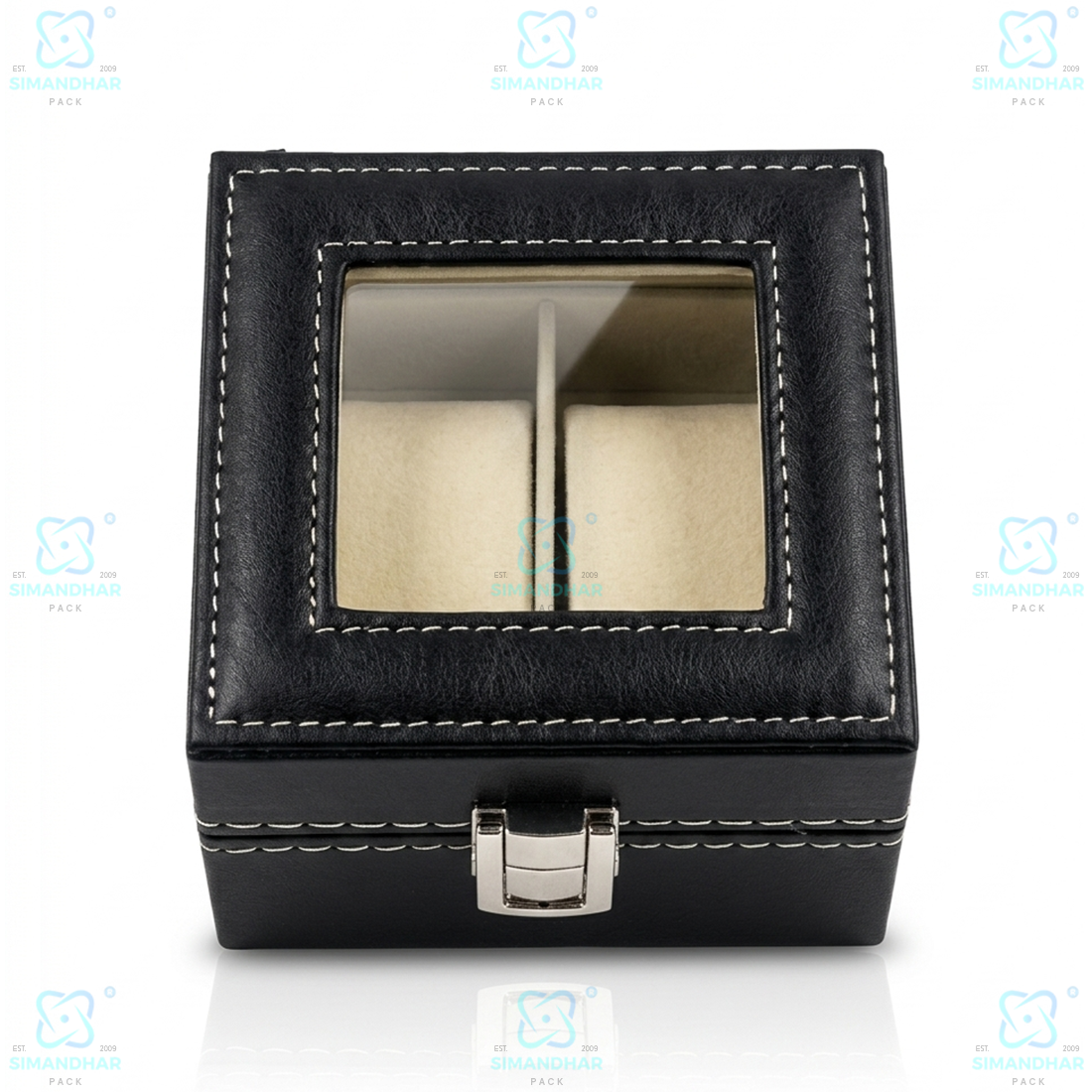 Designer 2 Slots Leather Watch Box for Gift & Collection – Velvet Interior Case