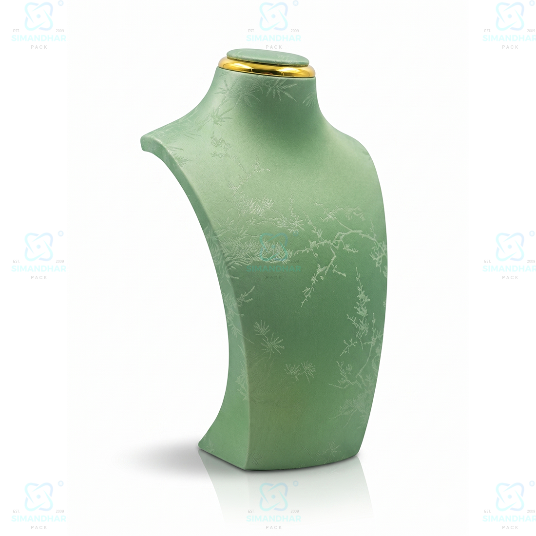 Luxury Leather Velvet Jewellery Bust Stand – Light Green Display Statue