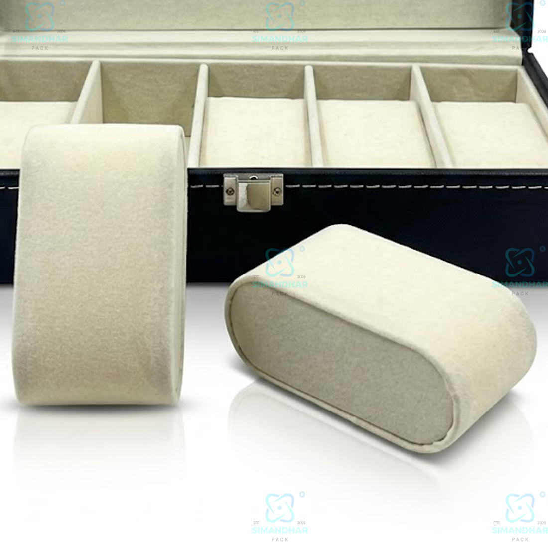 6 Grid Velvet Watch Box Organizer with Soft Cushion & Glass Lid