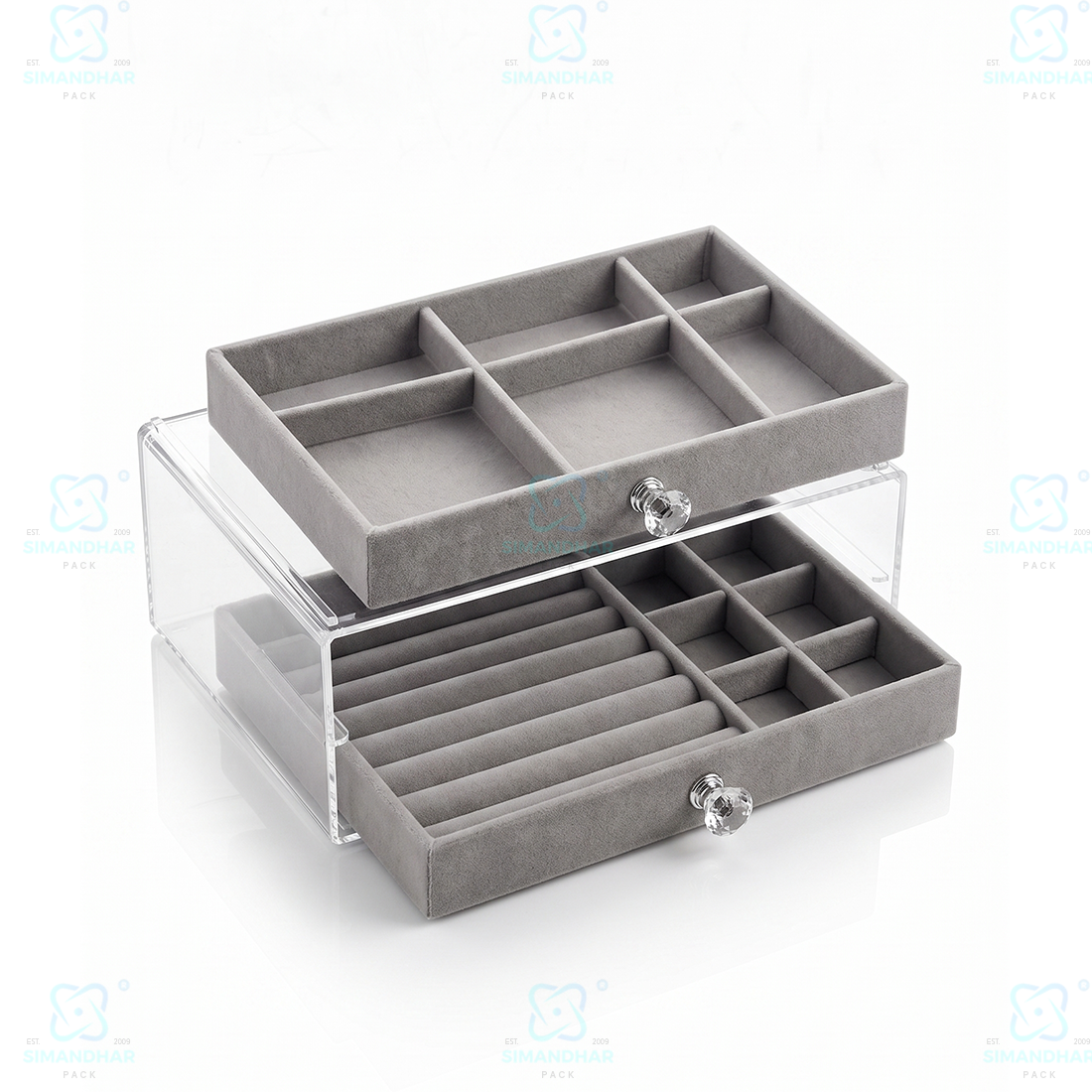 Premium 3 Tier Leather Jewellery Organizer Box with Drawer Storage for Rings, Earrings & Necklaces