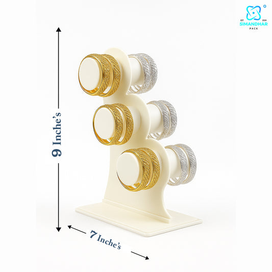 white Plastic 3 Roll Jewelry Bangle Display Stand Holder For Jewelry Storage And Jewelry Shop
