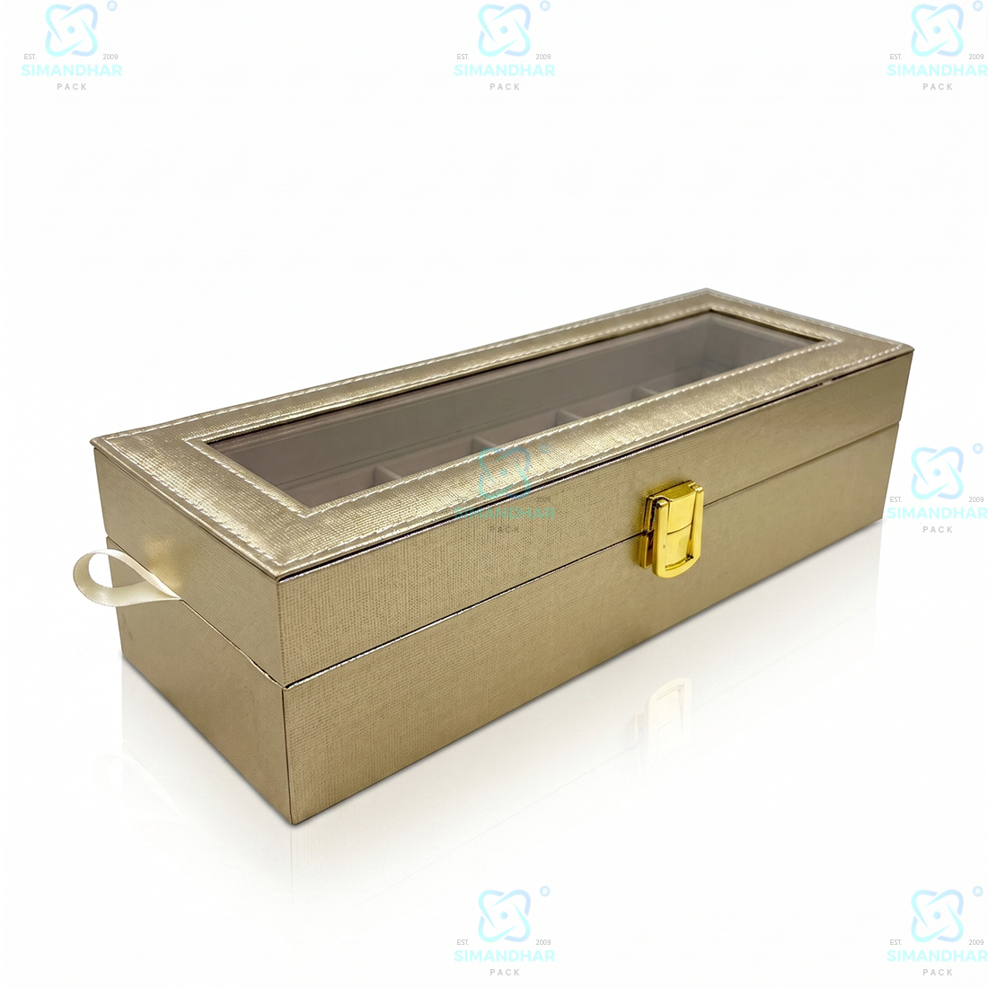 Luxury Velvet Interior Watch Organizer Box with 6 Watch Compartments