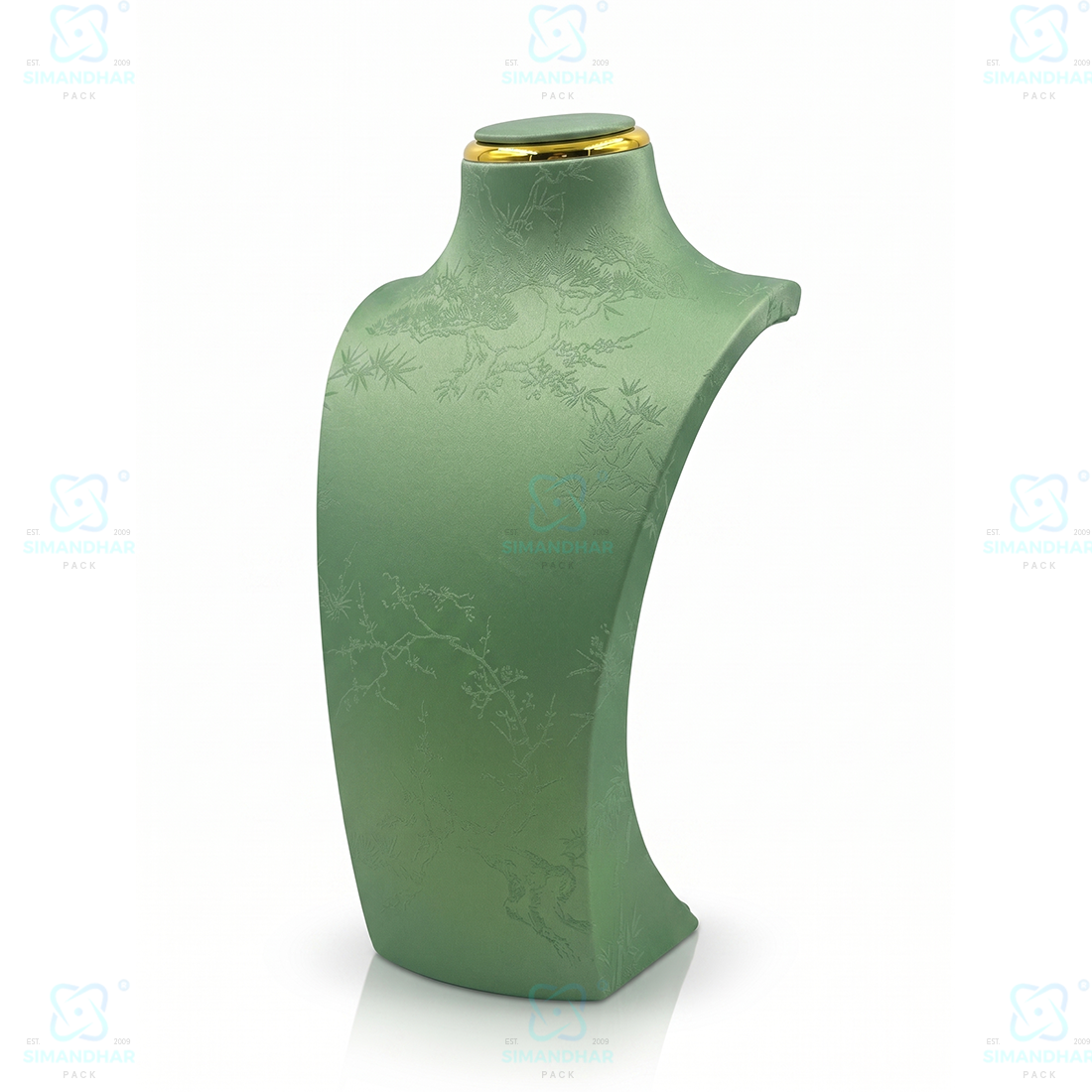 Luxury Leather Velvet Jewellery Bust Stand – Light Green Display Statue