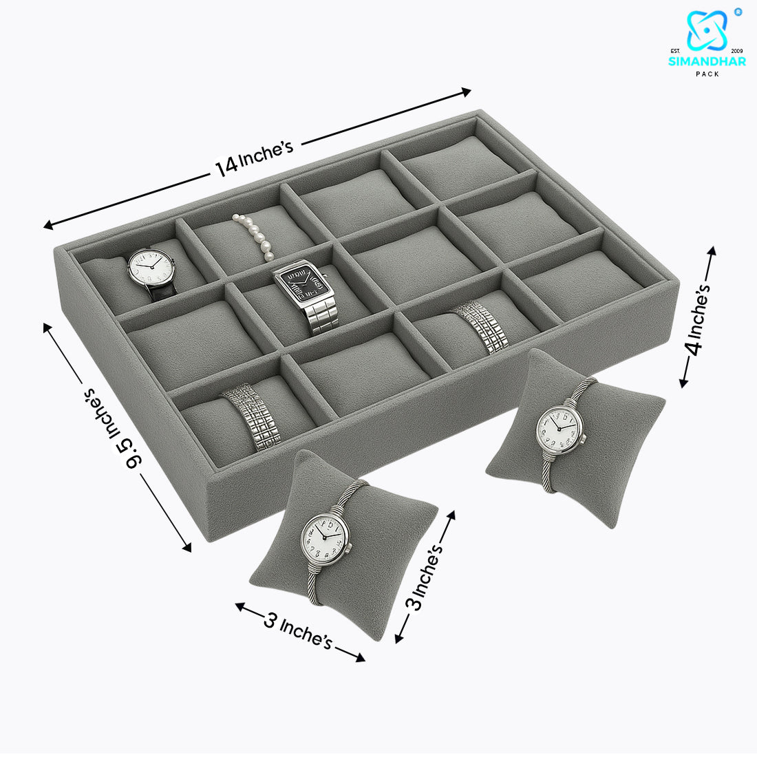 Premium Watch, Kada & Bracelet Cushion Tray for Jewellery Display