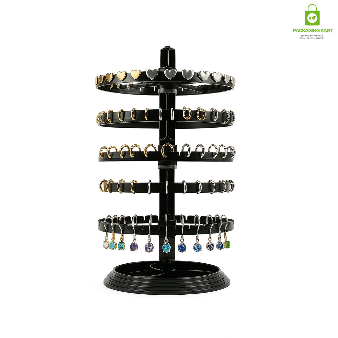 Rotating Round Plastic Stand for Earrings & Studs