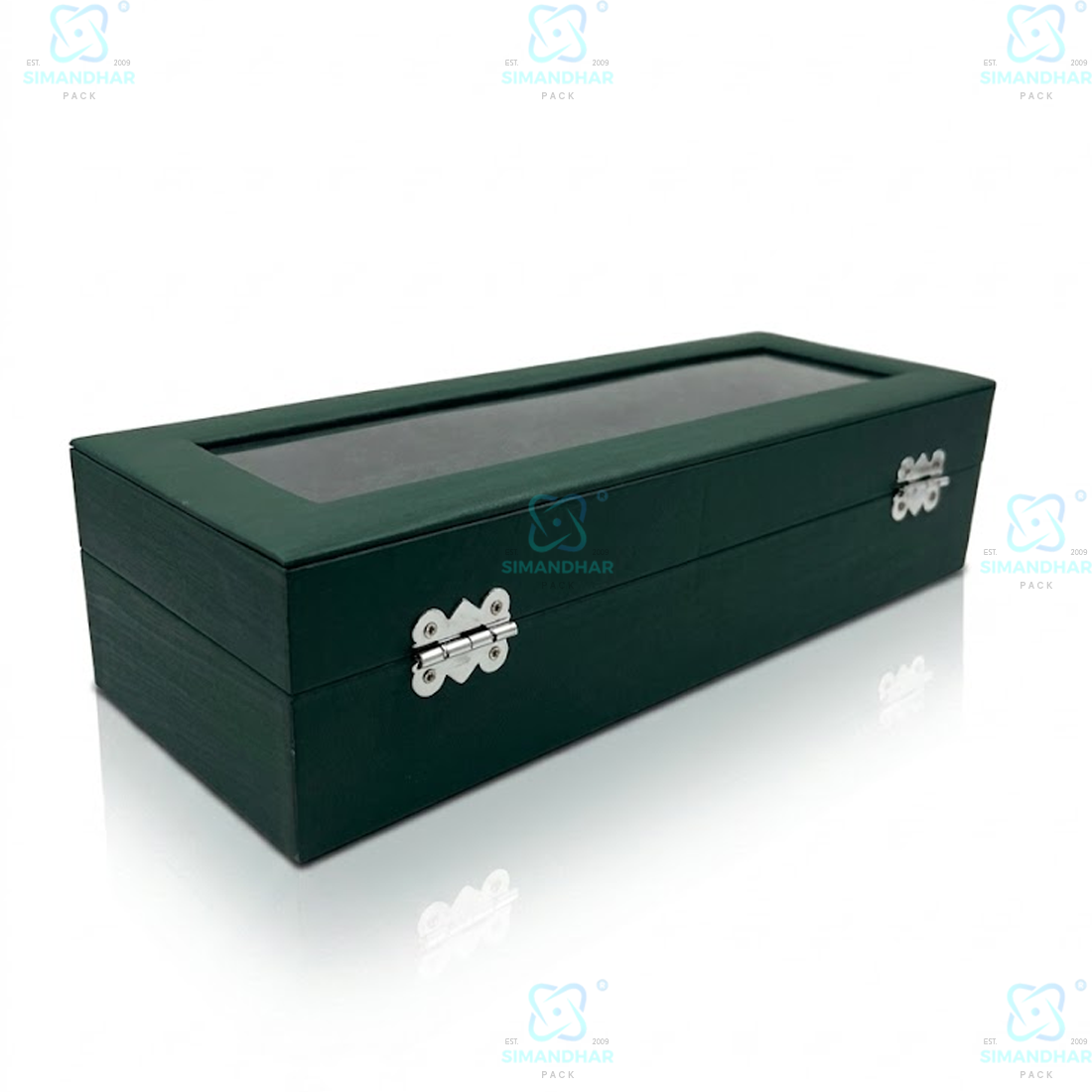 Elegant 6 Slot Watch Display Case in Velvet & PU Leather Design