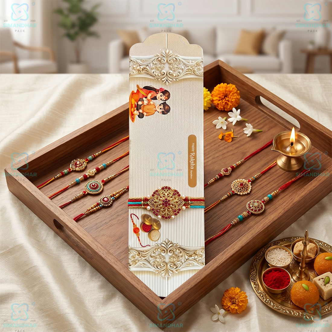 Luxury Printed Rakhi Card for Raksha Bandhan Packaging