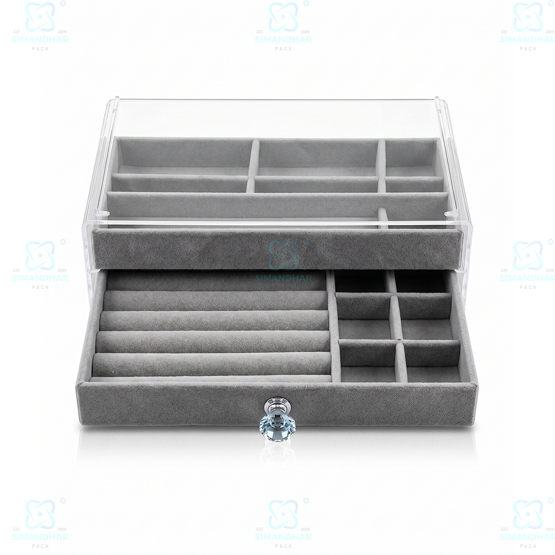Premium 3 Tier Leather Jewellery Organizer Box with Drawer Storage for Rings, Earrings & Necklaces