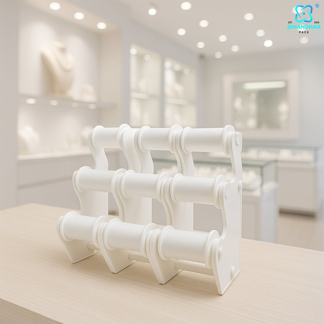 white , black Plastic 3 Roll Jewelry Bangle Display Stand Holder For Jewelry Storage And Jewelry Shop